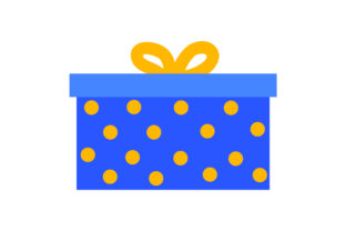 Blue Christmas Present with Yellow Bow