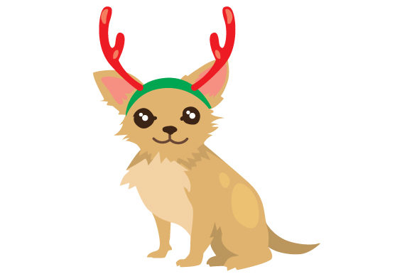 Christmas Dog with Reindeer Antlers