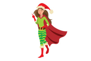 Christmas Superhero Girl: A Bold Graphic Design Asset