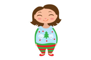 Girl Wearing Christmas Pajamas for Festive Branding