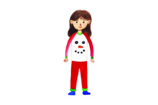 Girl with Christmas Pajamas - Watercolor