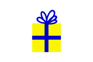 Yellow Christmas Present with Blue Bow
